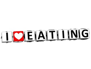 Poster - 3D I Love Eating Button Click Here Block Text