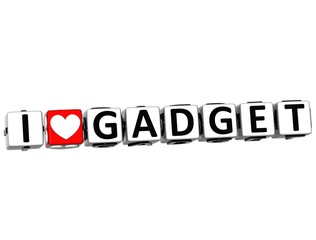 Poster - 3D I Love Gadget Button Click Here Block Text