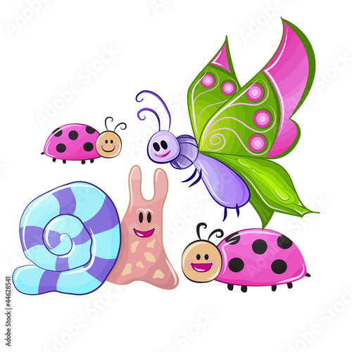 Fototapeta do kuchni Bright and colorful insects in a positive mood