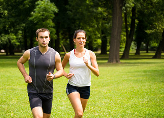 Sticker - Jogging together - young couple running