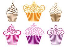 Set Of Cupcakes, Vector