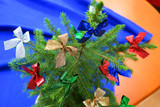 Fototapeta  - Living spruce tree - Christmas decoration