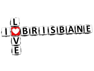 Aufkleber - 3d i love brisbane crossword