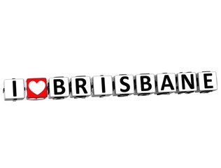Aufkleber - 3d i love brisbane button click here block text