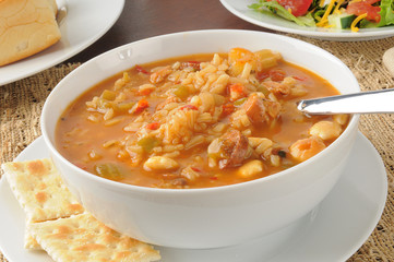 Canvas Print - Bowl of chicken and sausage gumbo