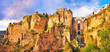 canvas print picture - Panoramic view of the city of Ronda at sunset, Andalusia, Spain