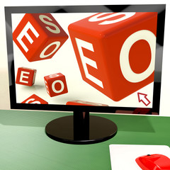 Seo Dice On Computer Showing Online Web Optimization