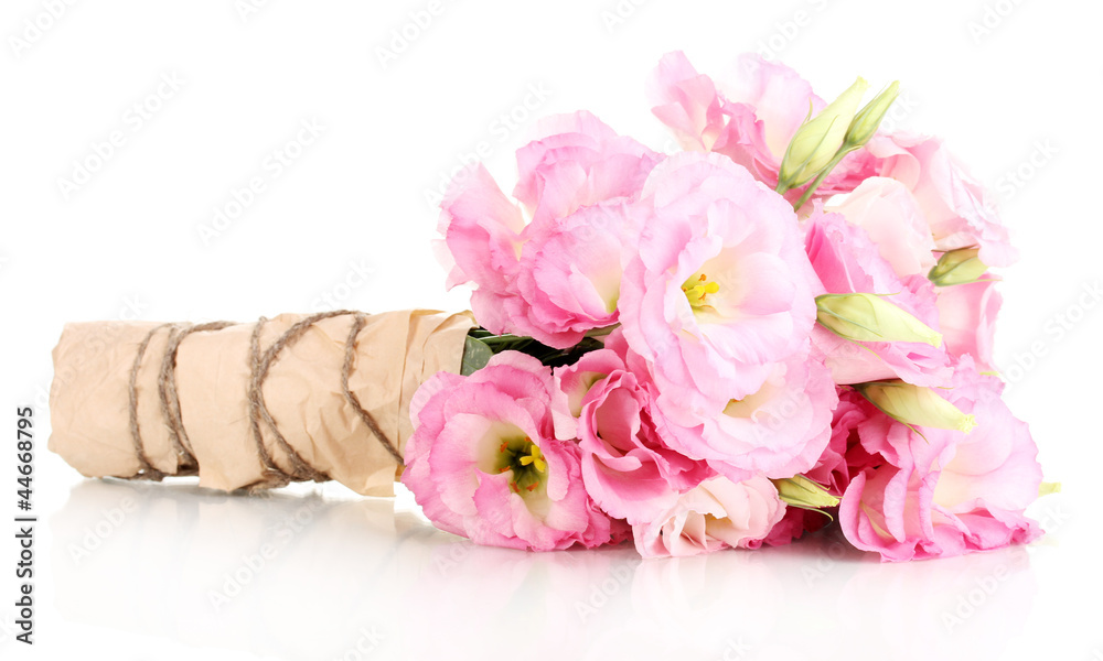 bouquet of eustoma flowers, isolated on white