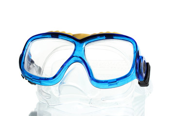 Wall Mural - blue swim goggles isolated on white.