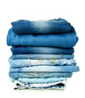 © Africa Studio - Lot of different blue jeans isolated on white