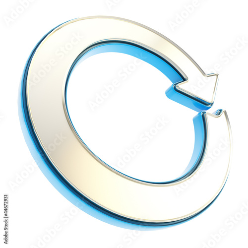 Circled round arrow copyspace emblem glossy icon