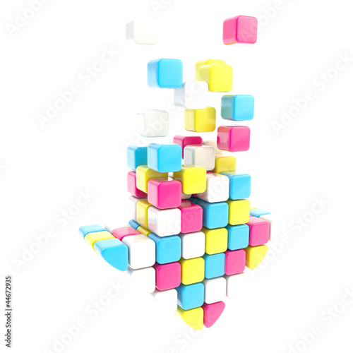 Colorful cmyk colored arrow glossy icon isolated