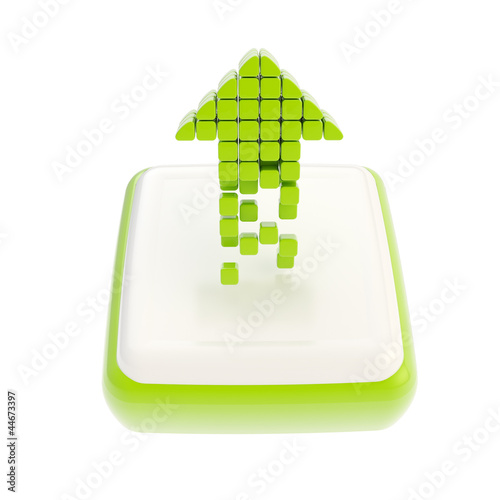 Up green arrow symbol icon over square button