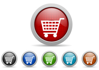 Poster - shopping cart icons set