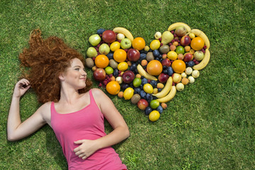 Girl with fruit