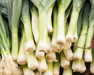 Wall Mural - Leeks on display at the market