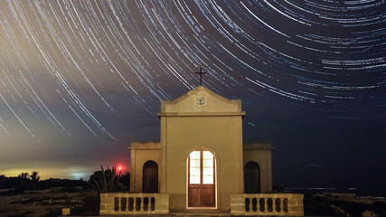 Wall Mural - Star Trails over Chape