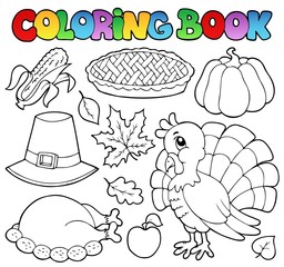 Wall Mural - Coloring book Thanksgiving image 1