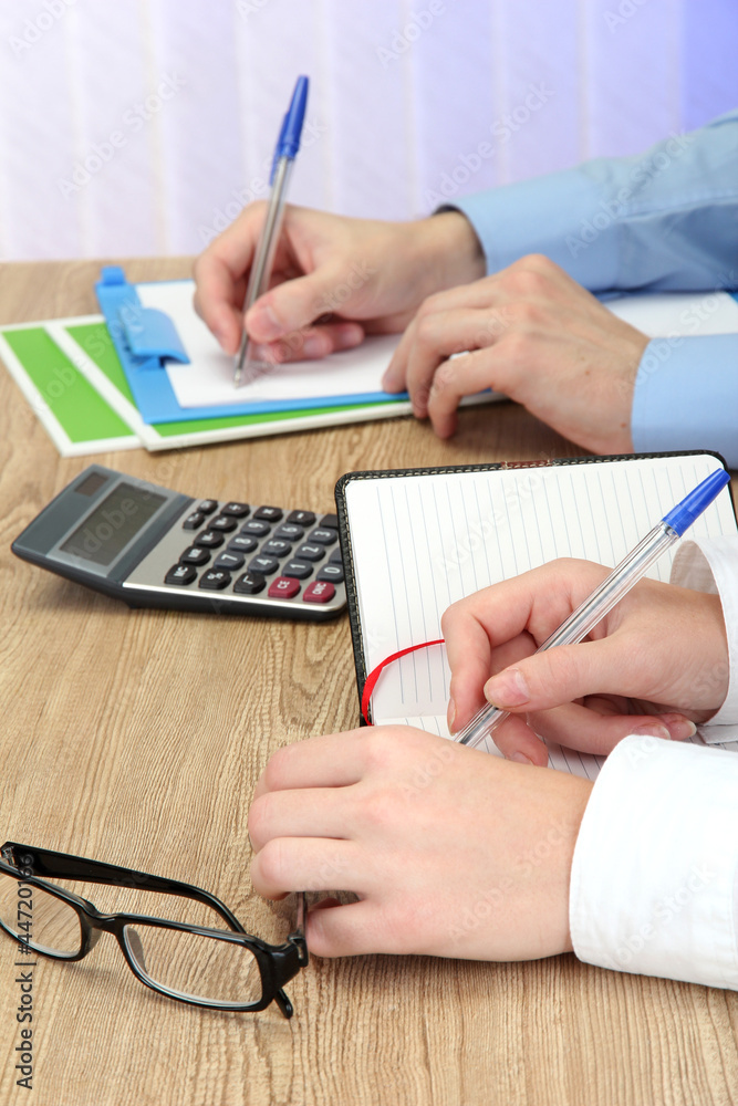 close up of business people hands during teamwork