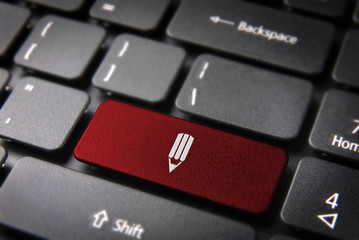 Wall Mural - red keyboard pencil key art background