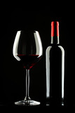 Fototapeta Panele - Red Wine Glass silhouette Black Background