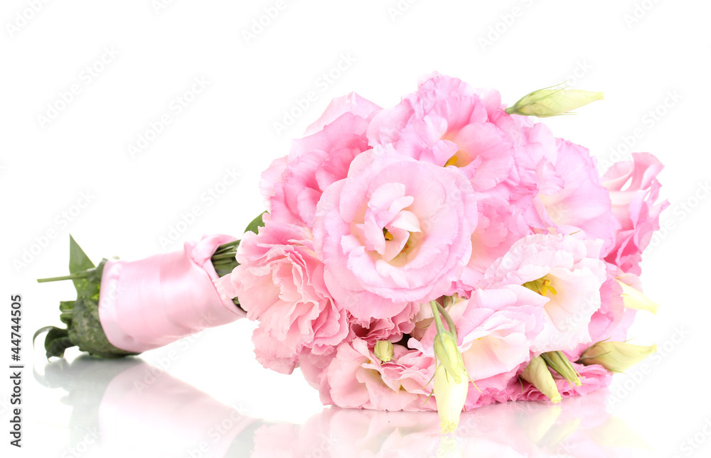 bouquet of eustoma flowers, isolated on white