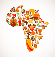 Map Of Africa With Vector Icons