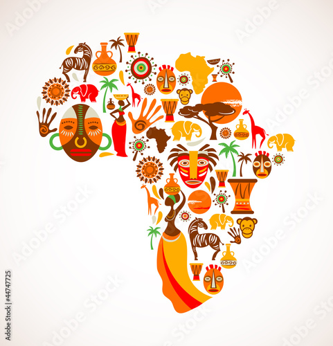 Naklejka dekoracyjna Map of Africa with vector icons