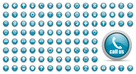 Sticker - blue web icons set