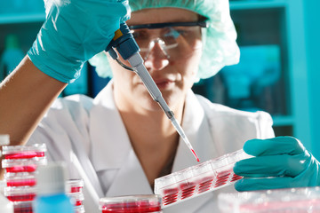 Girl in the microbiology laboratory