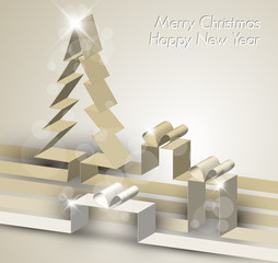 Wall Mural - Merry Christmas card made from paper stripes