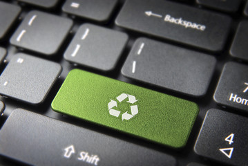 Wall Mural - recycle keyboard key, environmental background