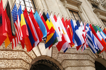 Flaggenparade der OECD-Länder, copy space