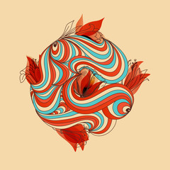 Fototapete - Floral circle vector illustration