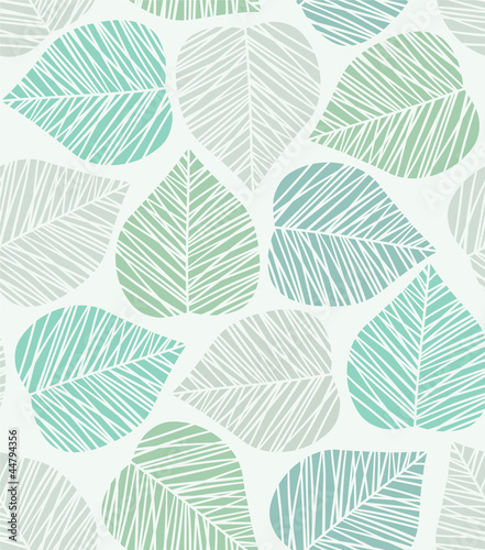 Naklejka - mata magnetyczna na lodówkę Seamless stylized leaf pattern. Vector illustration