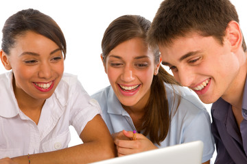 Wall Mural - teenagers using laptop