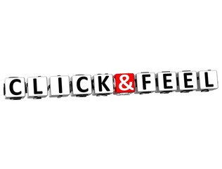 Poster - 3d click and feel button click here block text