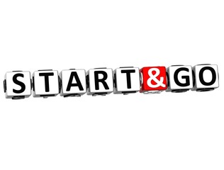 Poster - 3D Start And Go Button Click Here Block Text