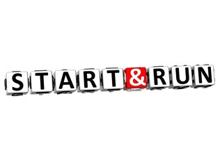 Poster - 3D Start And Run Button Click Here Block Text