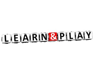 Poster - 3D Learn And Play Button Click Here Block Text