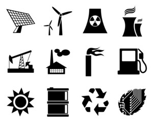 Sticker - Electricity, power and energy icon set.