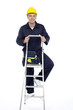 © stockyimages - Its work time. Repairman climbing stepladder