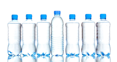 Canvas Print - plastic bottles of water isolated on white