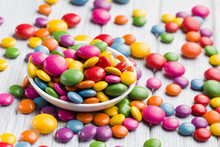 Colored Candy In White Bowl