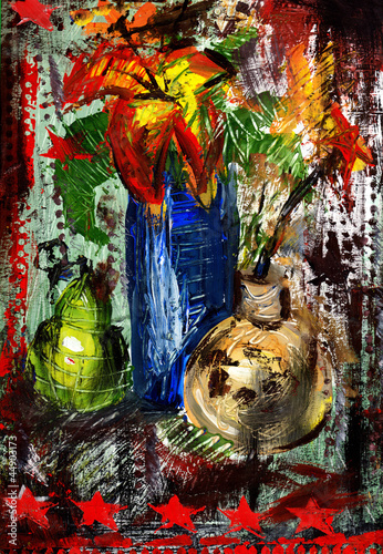 Obraz w ramie Kwiaty w wazonie grange