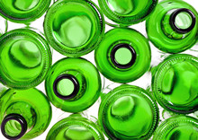 Empty Glass Green Bottles