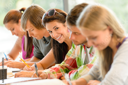 Fotografia Students writing at high-school exam teens study