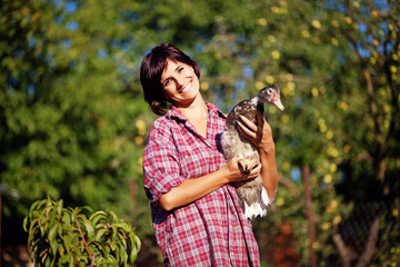 beautiful woman with duck