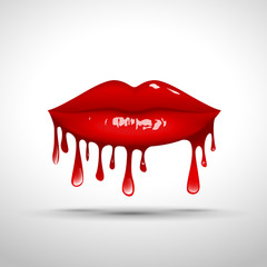 Wall Mural - Logo Lips Dripping Gloss # Vector