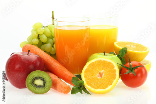 Naklejka dekoracyjna Fresh fruits, vegetables and juice